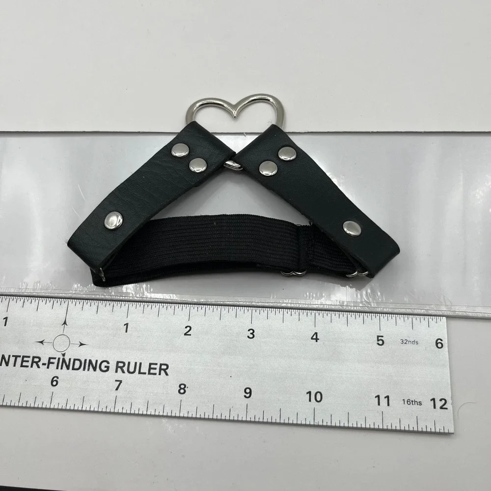Vintage Black Faux Leather Heart Garter Belt Gothic‎ Punk Elastic Leg Ring Toy